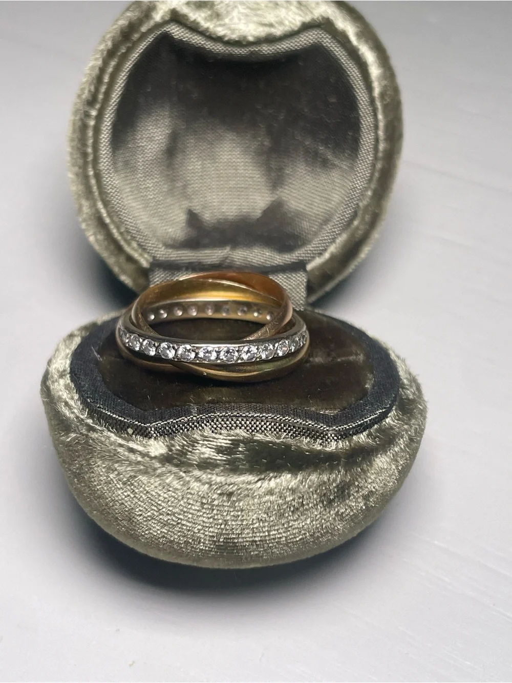 Cartier Tri-Color Interlocking Ring Set with Pavé Stones